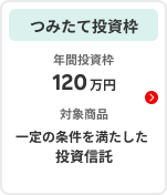 つみたて投資枠 年間投資枠120万円　対象商品一定の条件を満たした投資信託