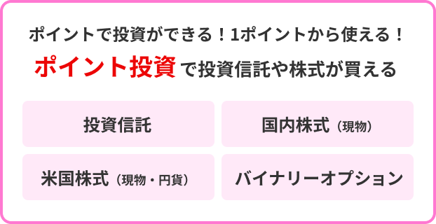 ポイントで投資ができる！1ポイントから使える！ポイント投資で投資信託や株式が買える