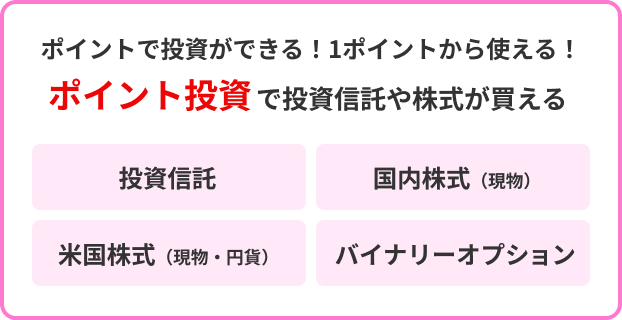 ポイントで投資ができる！1ポイントから使える！ポイント投資で投資信託や株式が買える