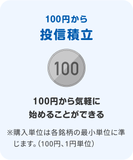 投信積立で100円から気軽に始めることができる