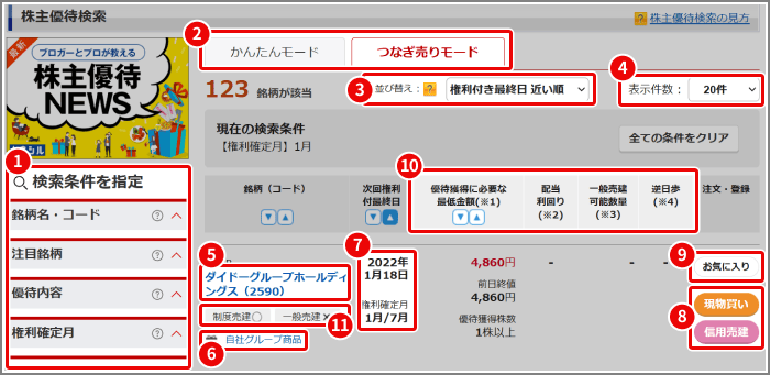 つなぎ売りモード画面サンプル
