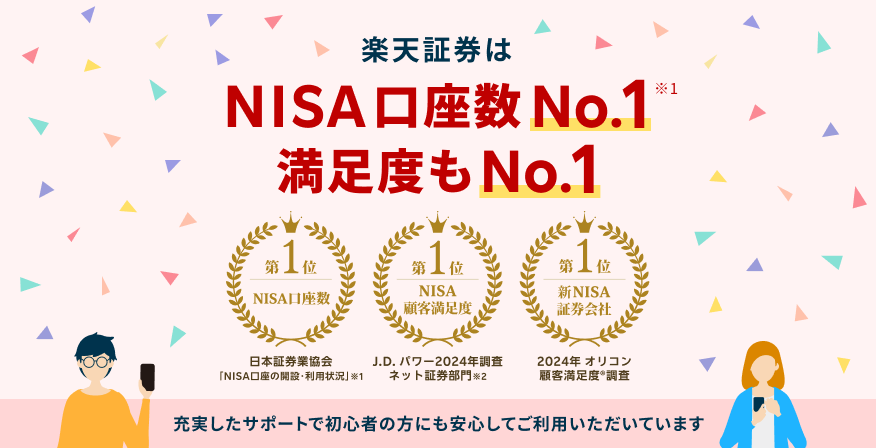 楽天証券はNISA口座数No.1 楽天証券は多くの方に選んでいただいております！商標_J.D. パワーオリコン