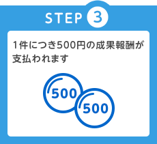 1件につき500円の成果報酬が支払われます