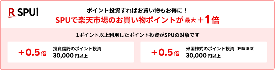 ポイント投資すればお買い物もお得に！SPUで楽天市場のお買い物ポイントが最大+1倍